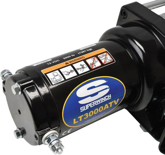 Alt view image 7 of 11 - superwinch 1130220 lt3000atv 12 vdc winch 3,000lbs/1360kg with roller fairlead, mount plate, handlebar rocker switch, and handheld remote