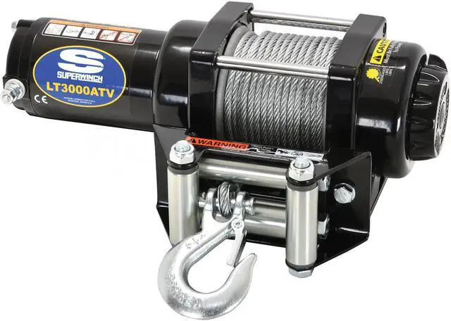 Alt view image 2 of 11 - superwinch 1130220 lt3000atv 12 vdc winch 3,000lbs/1360kg with roller fairlead, mount plate, handlebar rocker switch, and handheld remote