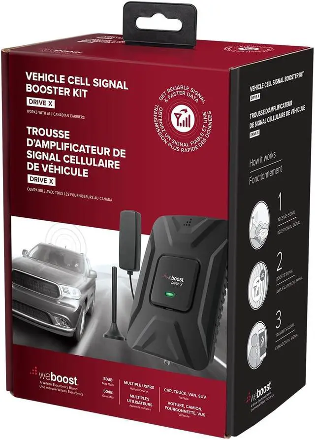 Alt view image 12 of 17 - weBoost Drive-X [Multi User] In-Vehicle Cell Phone Signal Booster Kit for Car, Truck SUV, All Carriers 3G/4G LTE