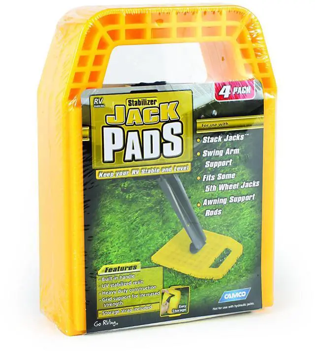 Alt view image 13 of 16 - Camco Interlocking w/Built-in Handle RV Stabilizer Jack Pads, (4-Pack) 44595