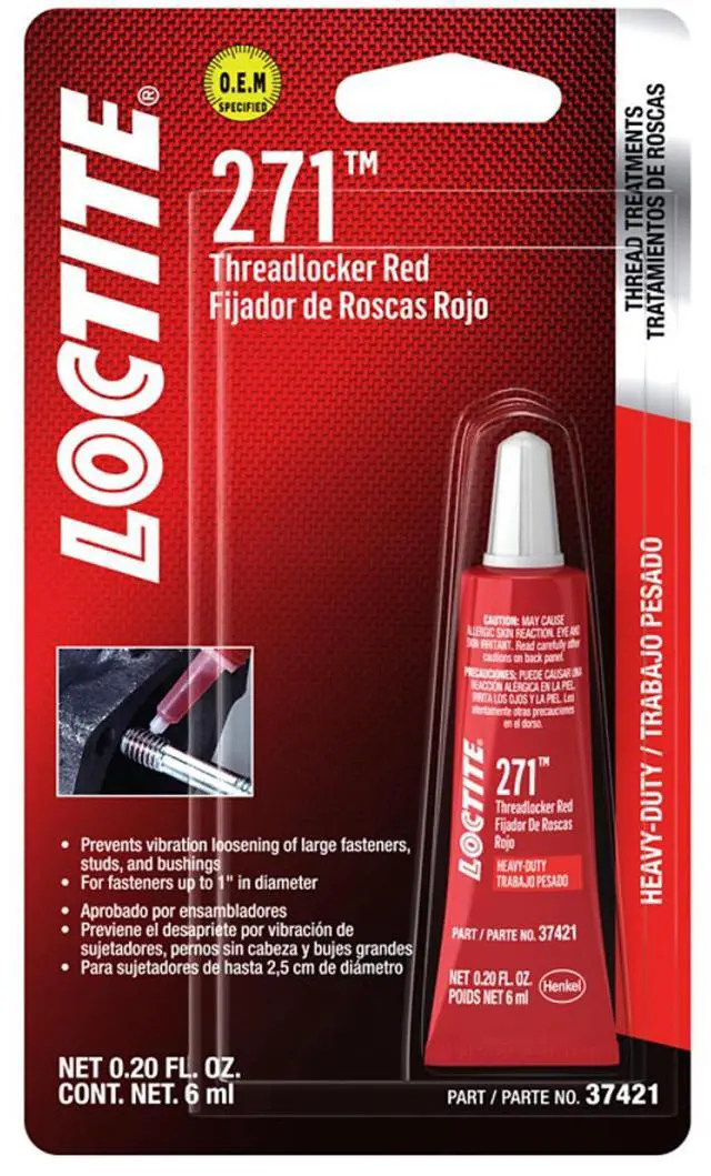 Alt view image 6 of 6 - LOCTITE 37421 271 Red Heavy Duty Threadlocker - 6 ml Tube