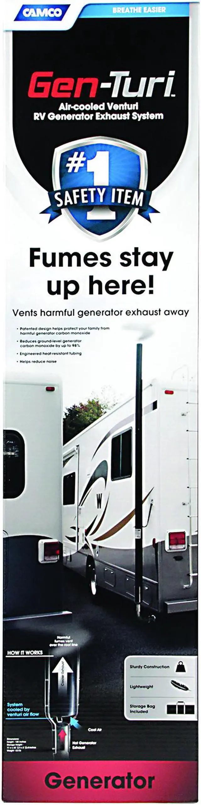 Alt view image 3 of 11 - camco black 44461 genturi generator exhaust system
