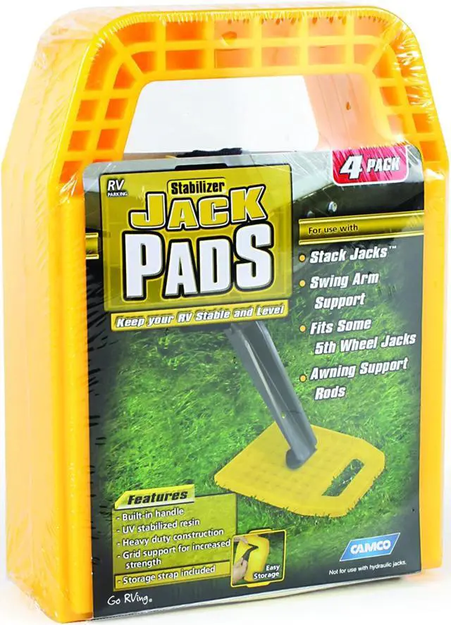Alt view image 11 of 16 - Camco Interlocking w/Built-in Handle RV Stabilizer Jack Pads, (4-Pack) 44595