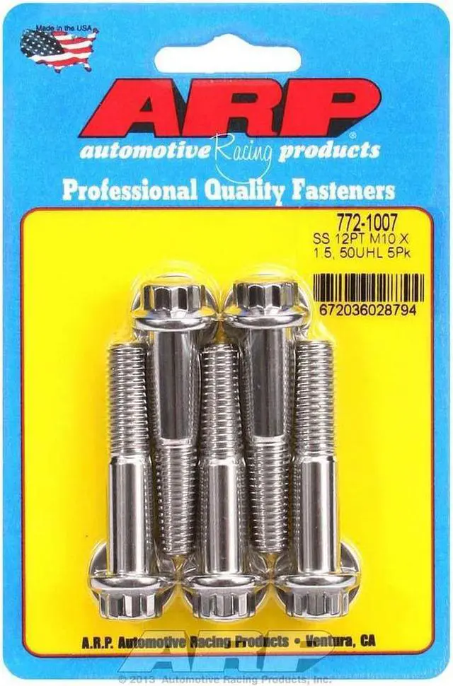 Alt view image 2 of 2 - ARP Universal Bolt 10 mm x 1.50 Thread 50 mm Long Stainless 5 pc P/N 772-1007