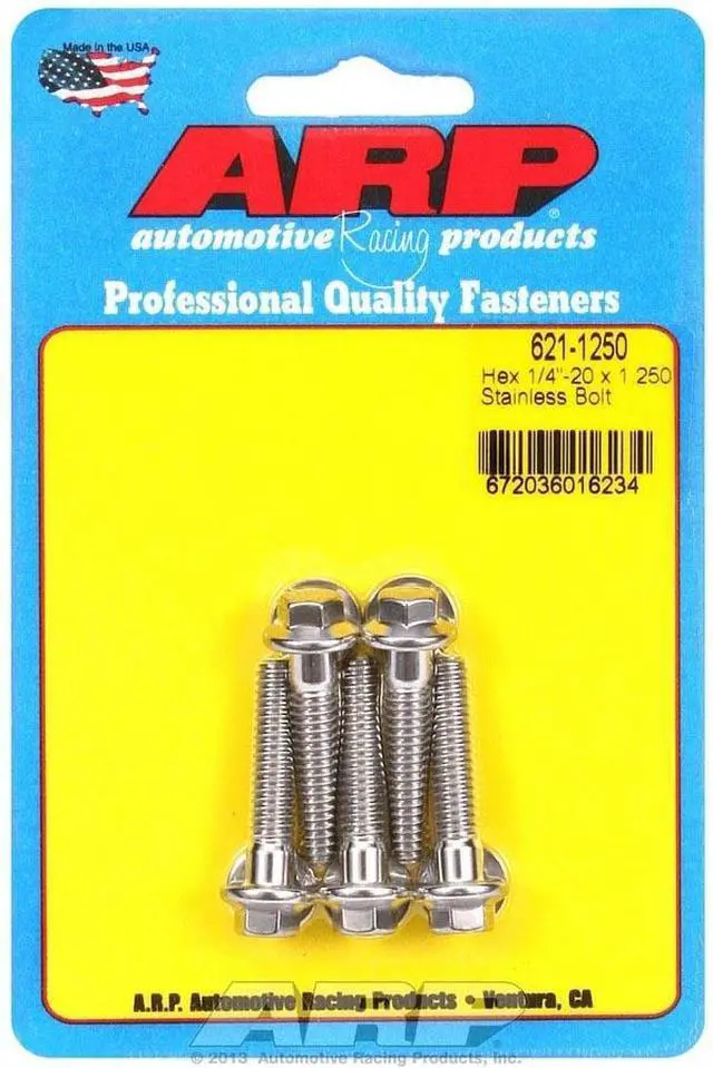 Alt view image 2 of 2 - ARP Universal Bolt 1/4-20 in Thread 1.250 in Long Stainless 5 pc P/N 621-1250