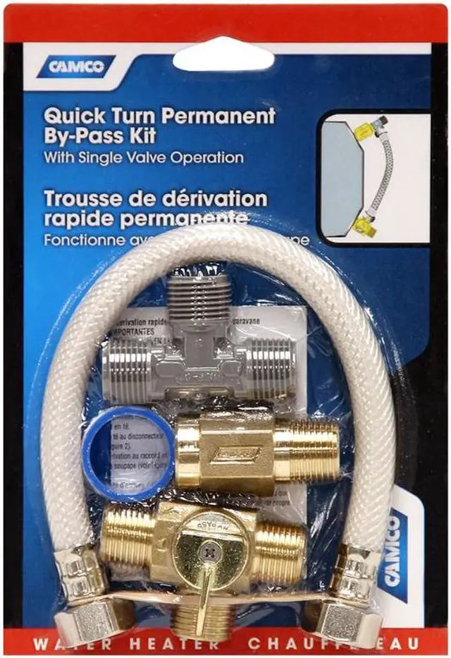 Alt view image 8 of 16 - CAMCO 35983 Quick Turn Permanent Waterheater Bypass Kit