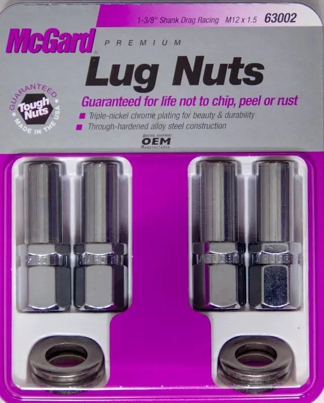 Alt view image 7 of 11 - McGard 63002 Chrome Race Extra Long 1.365" Shank Style Lug Nut Set (M12 x 1.5)