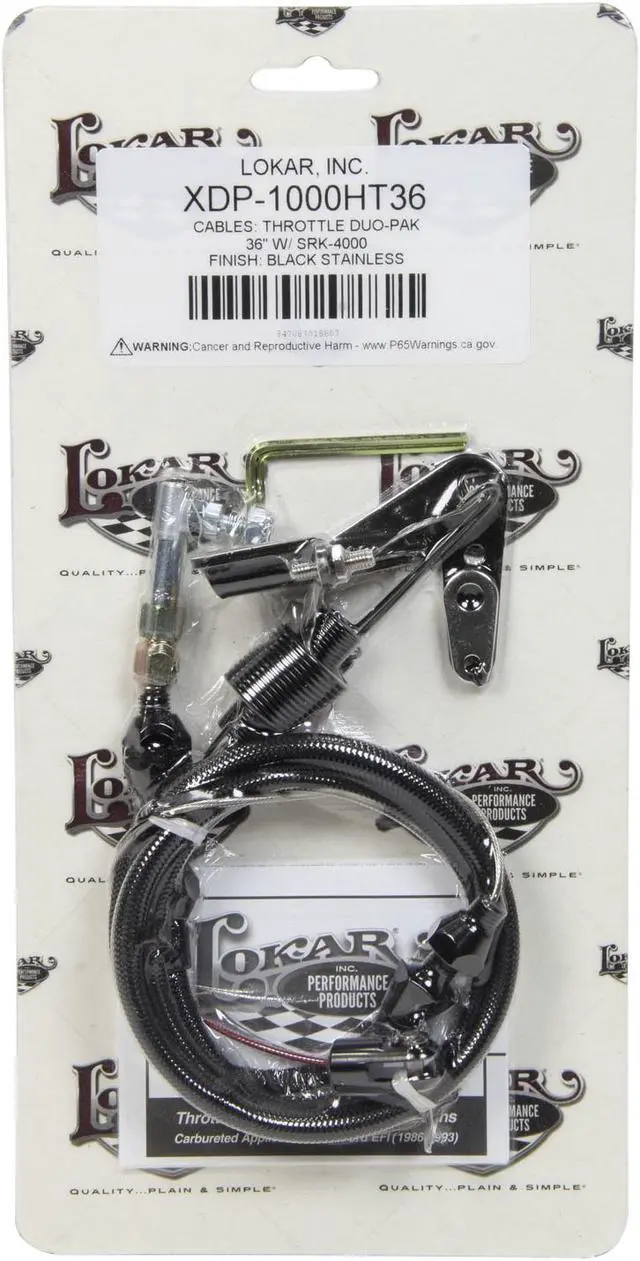 Alt view image 3 of 3 - Lokar XDP-1000HT36 Duo-Pak Hi-Tech Throttle Cable, Bracket & Spring Kit