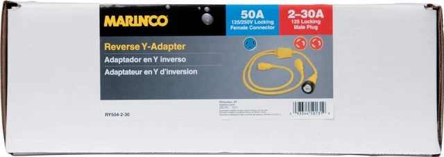 Alt view image 8 of 9 - Marinco RY504-2-30 Adapter, Reverse Y 50a 125/250v To 2-30a
