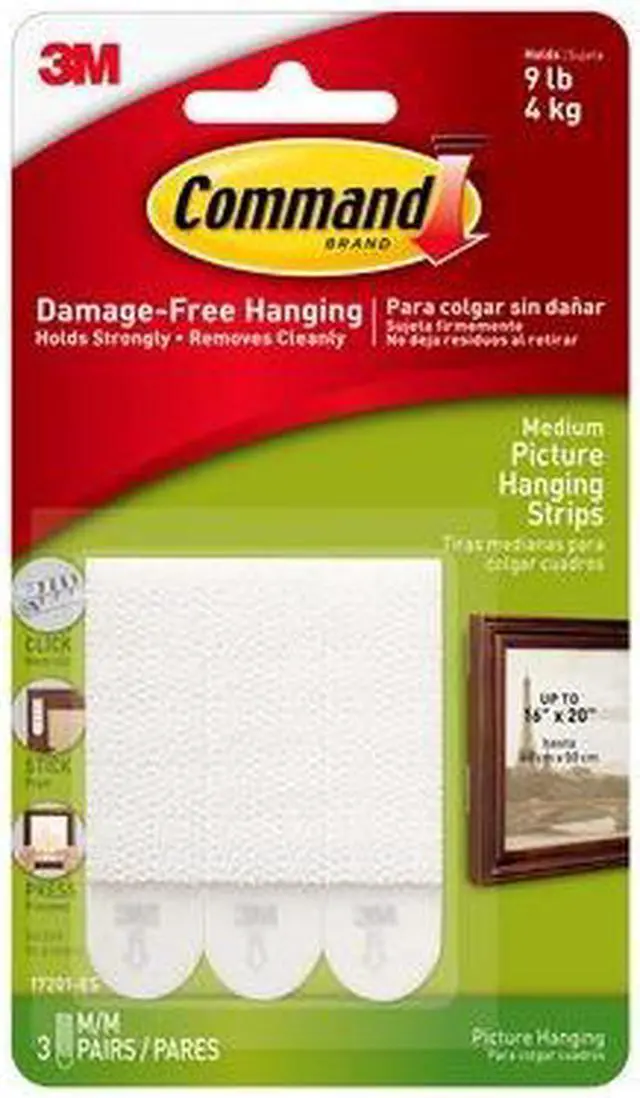 Alt view image 8 of 19 - 3M 17201 Command Medium Picture Hanging Strips 3 sets of strips