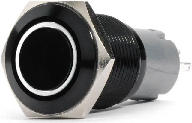 Main image of RS-B19MM-LEDW - 19mm Flush Mount Pre-Wired LED 2-Position On/Off Switch (White) (Each) - Black Finish