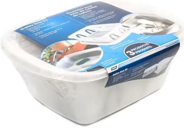 Alt view image 3 of 10 - CAMCO 43517 Camco 43517 Sink Kit with Dish Drainer, Dish Pan and Sink Mat - White