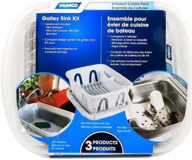 Alt view image 6 of 10 - CAMCO 43517 Camco 43517 Sink Kit with Dish Drainer, Dish Pan and Sink Mat - White