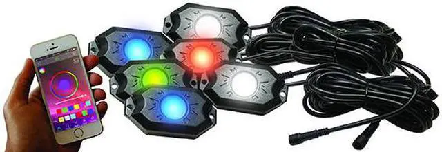 Alt view image 2 of 10 - RS6PRGBW - ColorSMART 6-Pod RGB+W LED Rock Light Kit (RGB+White Multi-Color)
