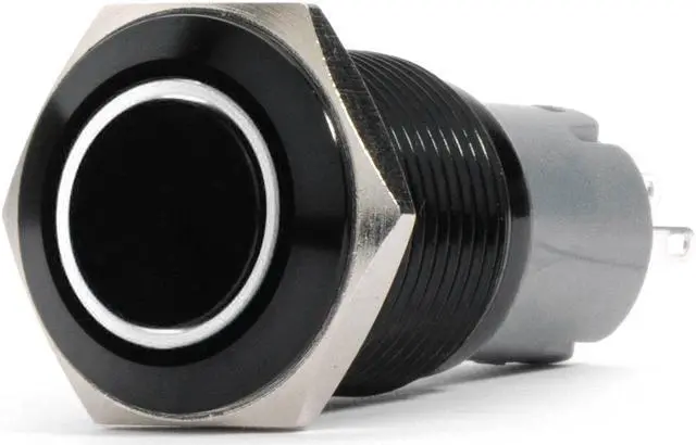 Alt view image 2 of 7 - RS-B19MM-LEDW - 19mm Flush Mount Pre-Wired LED 2-Position On/Off Switch (White) (Each) - Black Finish