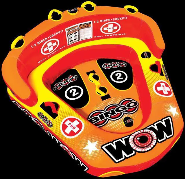 Alt view image 12 of 12 - WOW Sports Bingo 2 Person Towable Water Tube For Pool And Lake (14-1060)