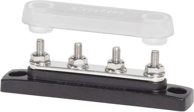 Alt view image 4 of 6 - Blue Sea 2315 MiniBus 100 Ampere Common BusBar 4 x 10-32 Stud Terminal with Cover