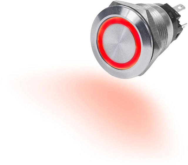Alt view image 12 of 15 - Push Switch, Stain., Off-On, Red, 10A