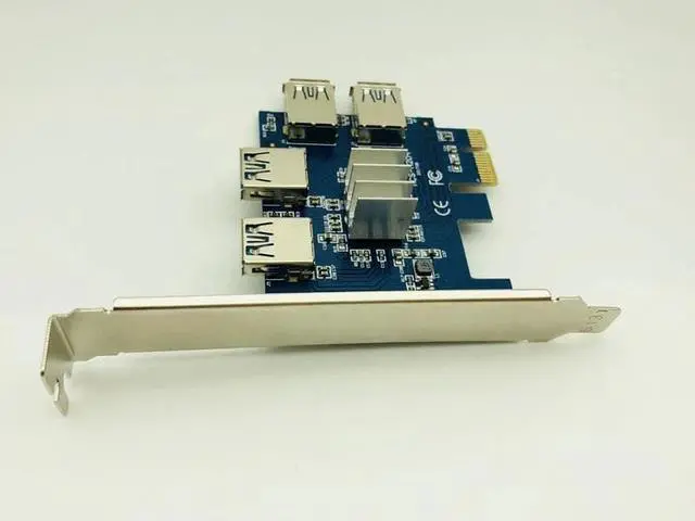 Alt view image 4 of 5 - Riser Card PCIE 1 to 4 Multiplier Hub Adapter PCI Express 1x to 16x Slot 4 USB 3.0 Riser For Bitcoin BTC Miner Mining Device