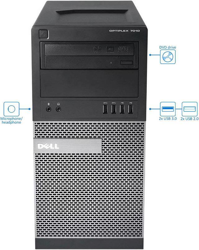 Alt view image 2 of 6 - Dell OptiPlex 7010 Mini Tower Desktop, Intel Quad-Core i5-3470 Upto 3.6GHz, 8GB RAM, 256GB SSD, DVD-RW, VGA, DisplayPort, LAN, Wi-Fi, Bluetooth, Windows 10 Pro