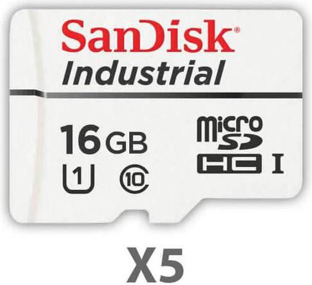 Main image of SanDisk 16GB Industrial Grade MLC Micro SDHC Class 10 SDSDQAF3-016G-I Memory Card (5 Pack)