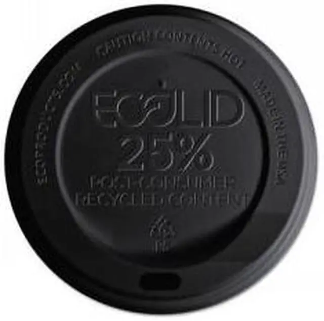 Main image of EcoLid 25% Recy Content Hot Cup Lid, Black, F/10-20oz