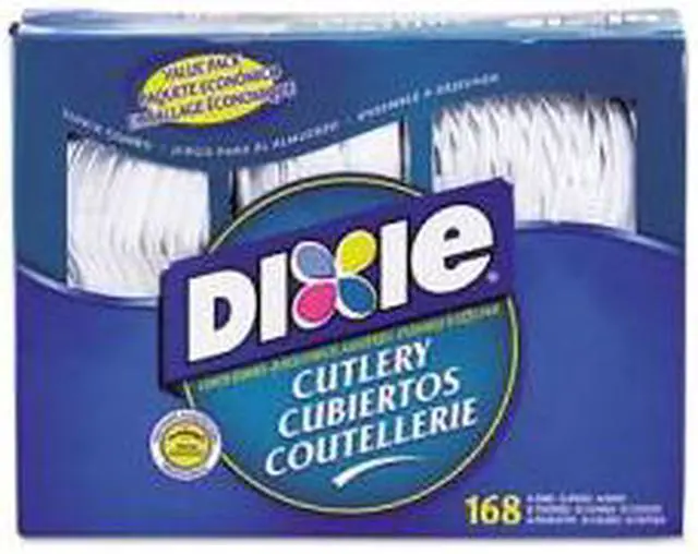 Main image of Combo Pack Tray w/ White Plastic Utensils 56 Forks 56 Knives 56 Spoons