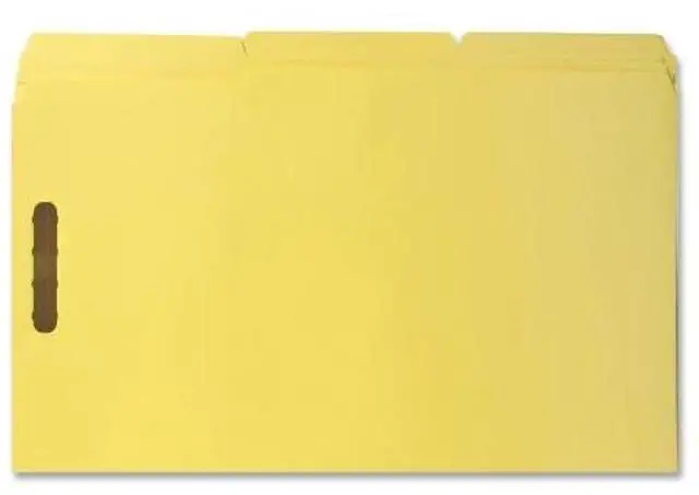 Alt view image 2 of 4 - Sparco Fastener Folders w/ 2-Ply Tab 1/3 Ast Tab 50/BX Lgl Yellow SP17222