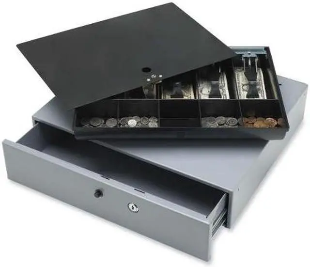 Alt view image 4 of 7 - Sparco Cash Drawer w/ Removable Tray 17-3/4"x15-3/4"x3-3/4" Gray 15504