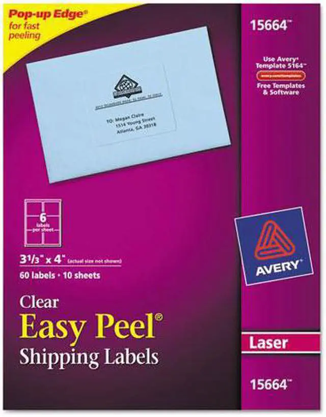 Main image of Easy Peel Mailing Labels For Laser Printers, 3-1/2 X 4, Clear, 60/Pack