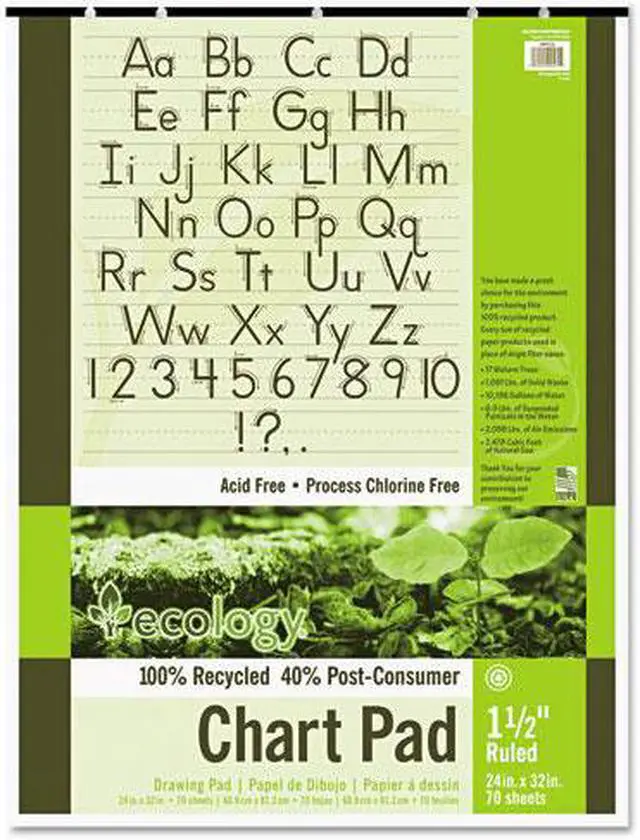 Main image of S.A.V.E Recycled Chart Pads, 1-1/2In Ruled, 24 X 32, White, 70 Sheets