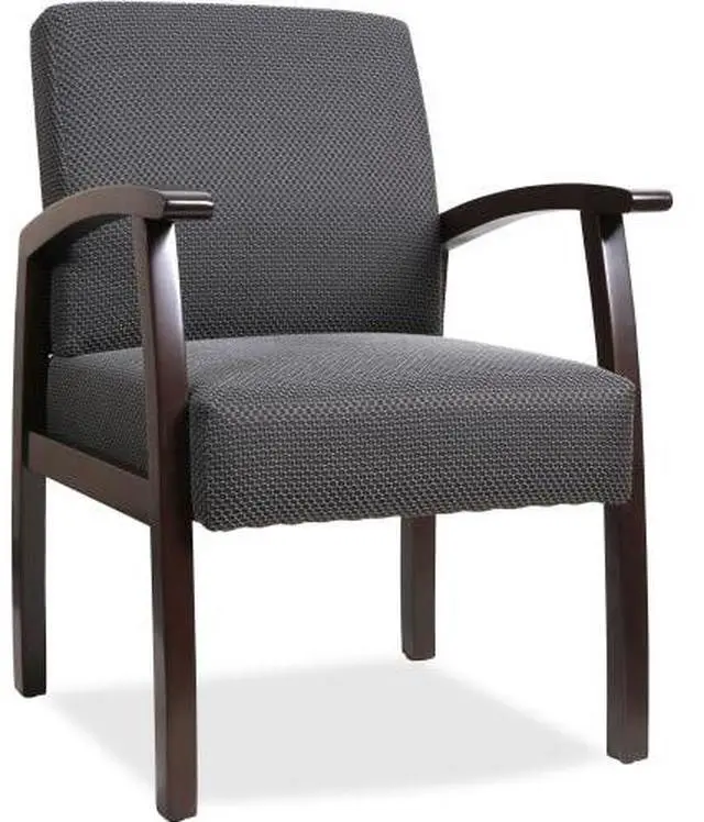 Alt view image 2 of 16 - Lorell Guest Chairs 24"x25"x35-1/2" Charcoal/Espresso frame 68555