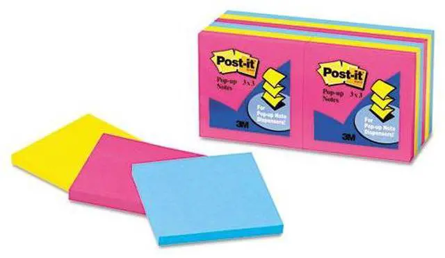 Alt view image 3 of 20 - 3M R33012AN Pop-Up Refills  3 x 3  Five Neon Colors  12 100-Sheets  Pads Pack