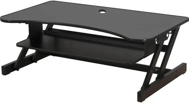 Alt view image 2 of 12 - Lorell Deluxe Adjustable Desk Riser - 20" Height x 38" Width x 24" Depth - Desktop - Black  LLR99759