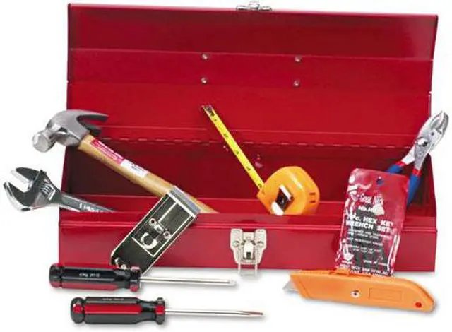 Alt view image 2 of 4 - Great Neck 16-Piece Light-Duty Office Tool Kit Metal Box Red CTB9