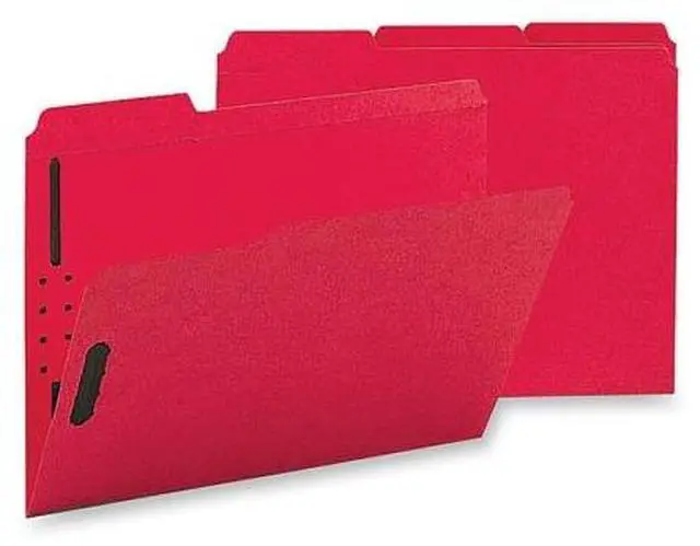 Alt view image 2 of 4 - Sparco Fastener Folders w/ 2-Ply Tab 1/3 Ast Tab 50/BX Ltr Red SP17269