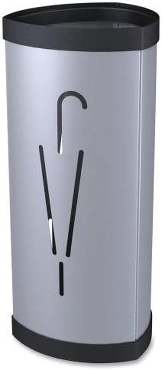 Alt view image 5 of 6 - Triangular Umbrella Stand, 10 1/4w x 10 1/4d x 23 2/3h, Silver/Black