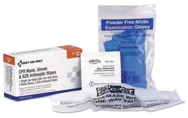 Main image of First Aid Only CPR Mask with Gloves and Wipes 2 Gloves 2 Wipes 21008