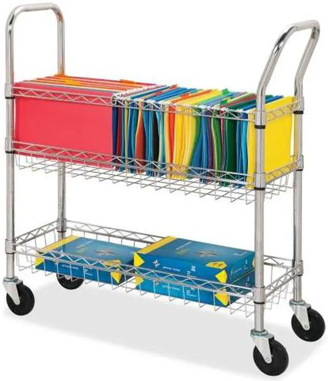 Alt view image 3 of 10 - Lorell Wire Mail Cart Ltr/Lgl 34-1/4"x12-1/2"x40" Chrome 84857