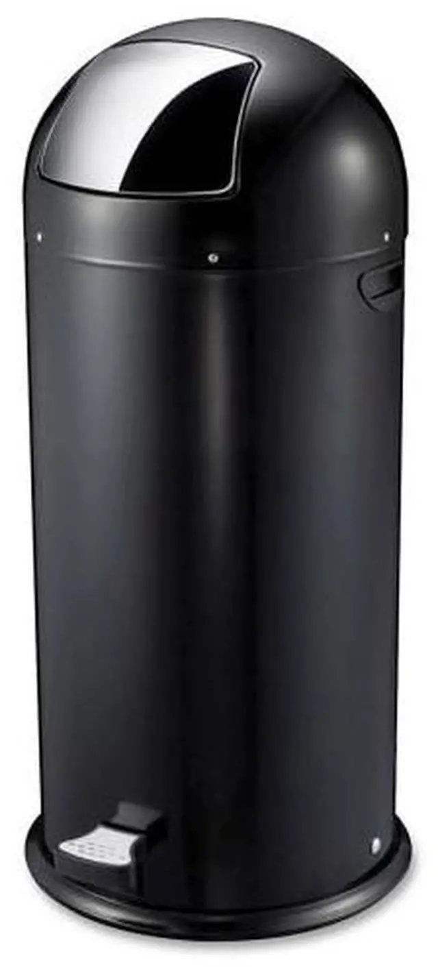 Alt view image 2 of 7 - Genuine Joe Round-Top Pedal Receptacle Bin - Steel - Black