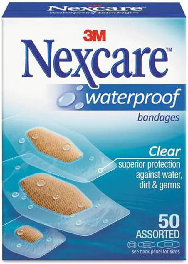 Alt view image 5 of 20 - 3m Nexcare Waterproof, Clear Bandages, Assorted Sizes, 50/Box 43250