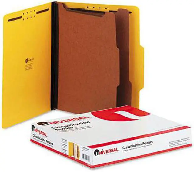 Main image of Pressboard Classification Folders, Letter, Six-Section, Yellow, 10/Box