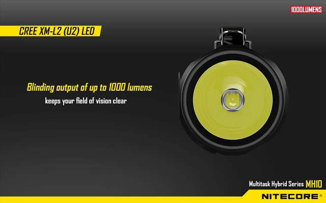 Alt view image 4 of 11 - Nitecore MH10 XM-L2 U2 Flashlight 1000 Lumens (1x 18650 or 2x CR123A Batteries)