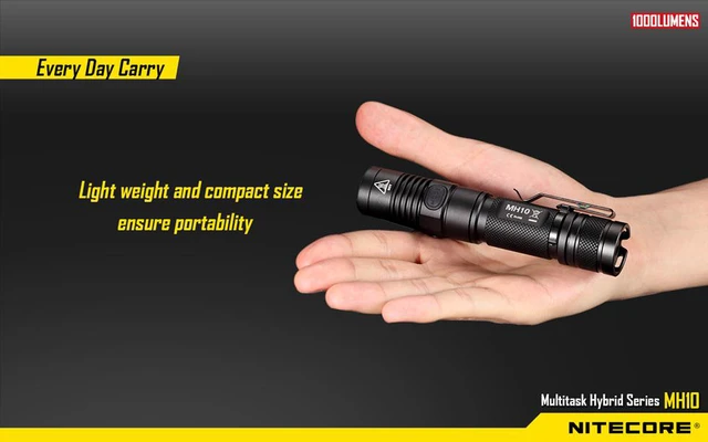 Alt view image 3 of 11 - Nitecore MH10 XM-L2 U2 Flashlight 1000 Lumens (1x 18650 or 2x CR123A Batteries)