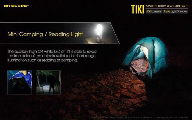 Alt view image 5 of 7 - NITECORE TIKI Mini Futuristic LED Keychain Light 300 Lumens-Built-in Rechargeable Li-ion battery