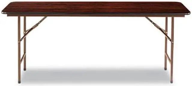 Alt view image 7 of 17 - Wood Folding Table Rectangular 72wx18dx29h Mahogany