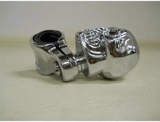 Alt view image 2 of 6 - Chrome Die Cast Skull Steering Wheel Spinner Suicide Knob / Universal Bracket