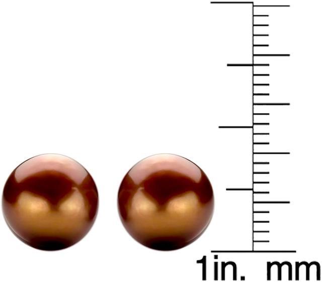 Alt view image 2 of 15 - DaVonna 14k Gold Brown Freshwater Pearl Stud Earrings (10-11 mm)