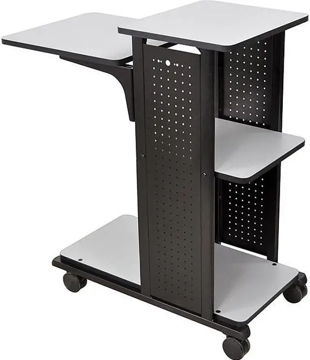 Main image of H.Wilson Grey/Black 4-Shelf Mobile Presentation Station