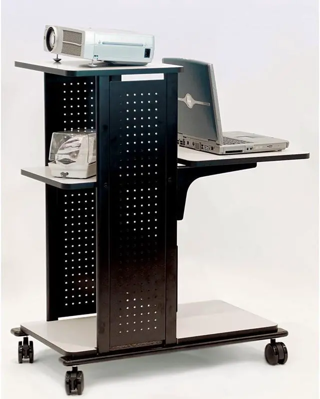 Alt view image 2 of 8 - H.Wilson Grey/Black 4-Shelf Mobile Presentation Station